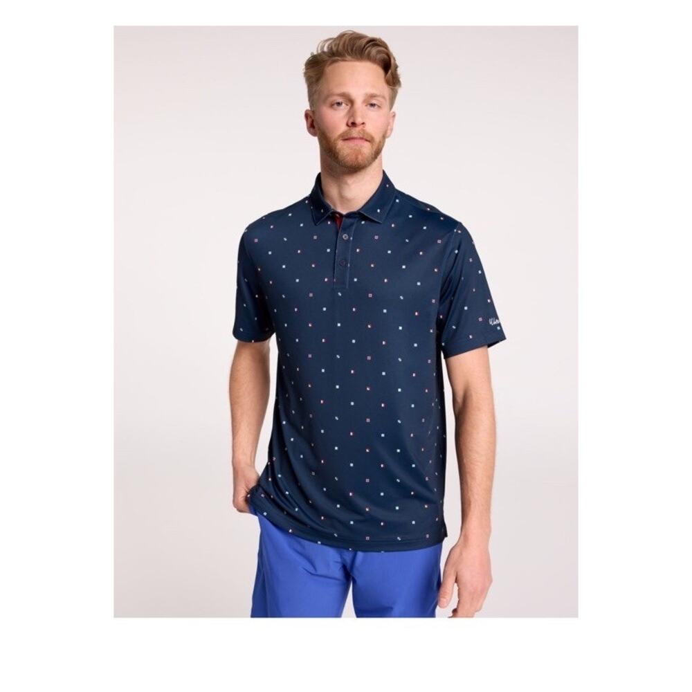 Walter Hagen Men's Navy Blue Sailing Novelty Print Golf Polo